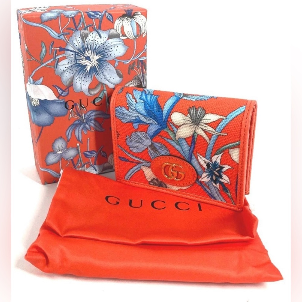 *NIB* Gucci Flora Print Canvas Compact Wallet
